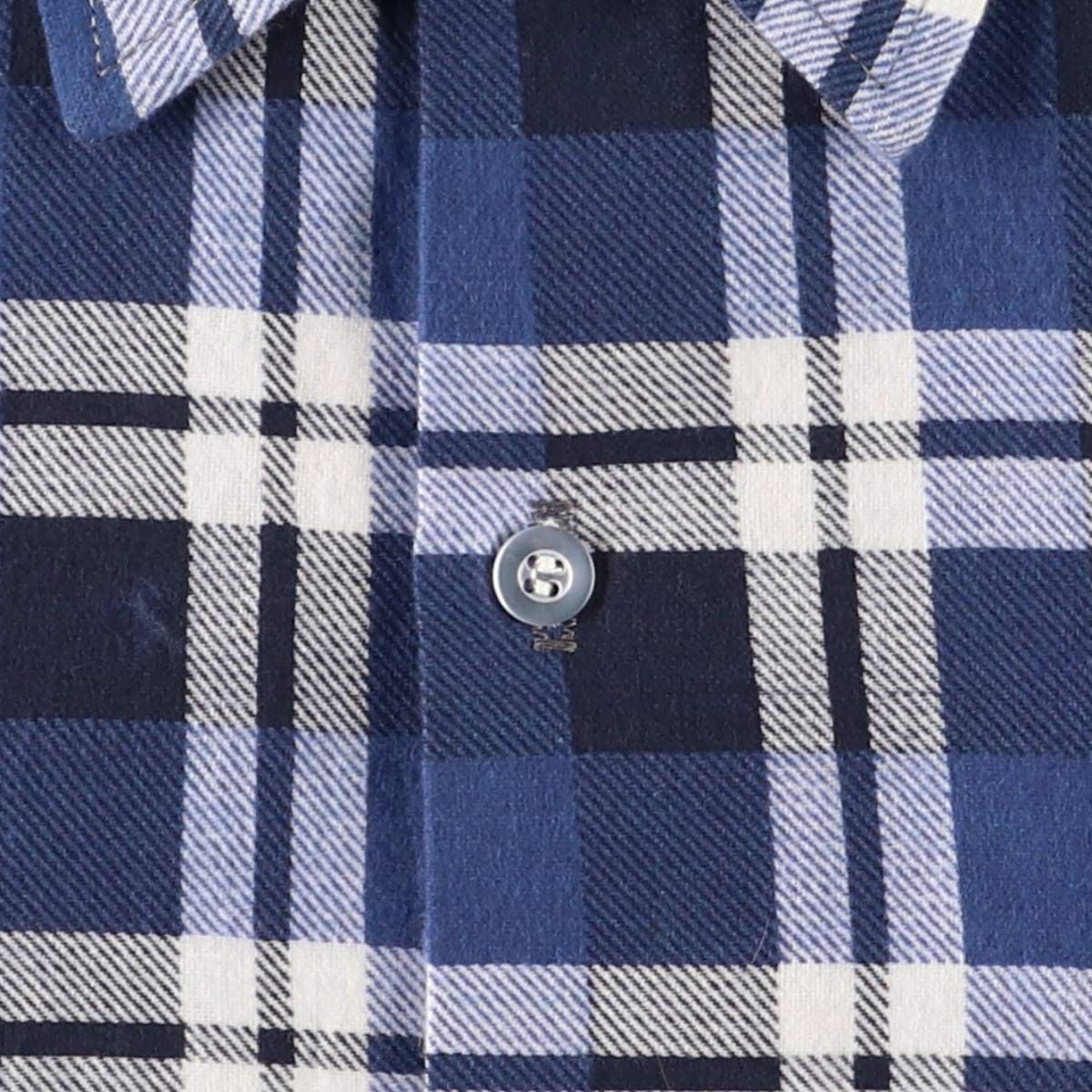 古着 70年代 Prest-Rite 長袖 プリントネルチェックシャツ メンズL相当