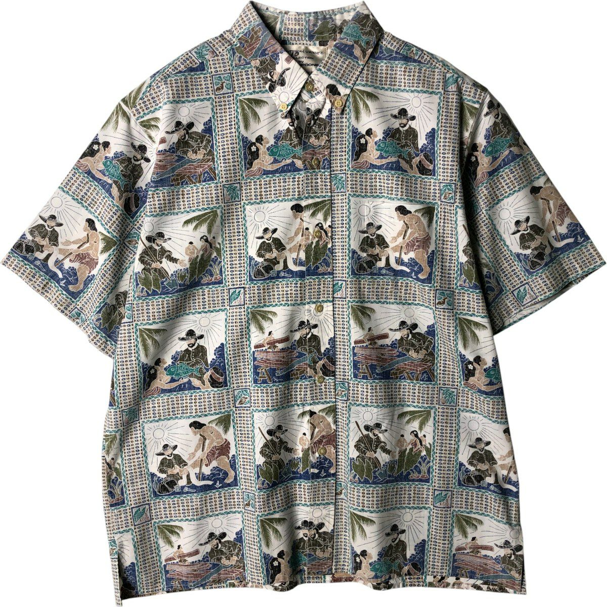古着 ステューシー STUSSY 総柄 ボタニカル柄 オープンカラー レーヨン