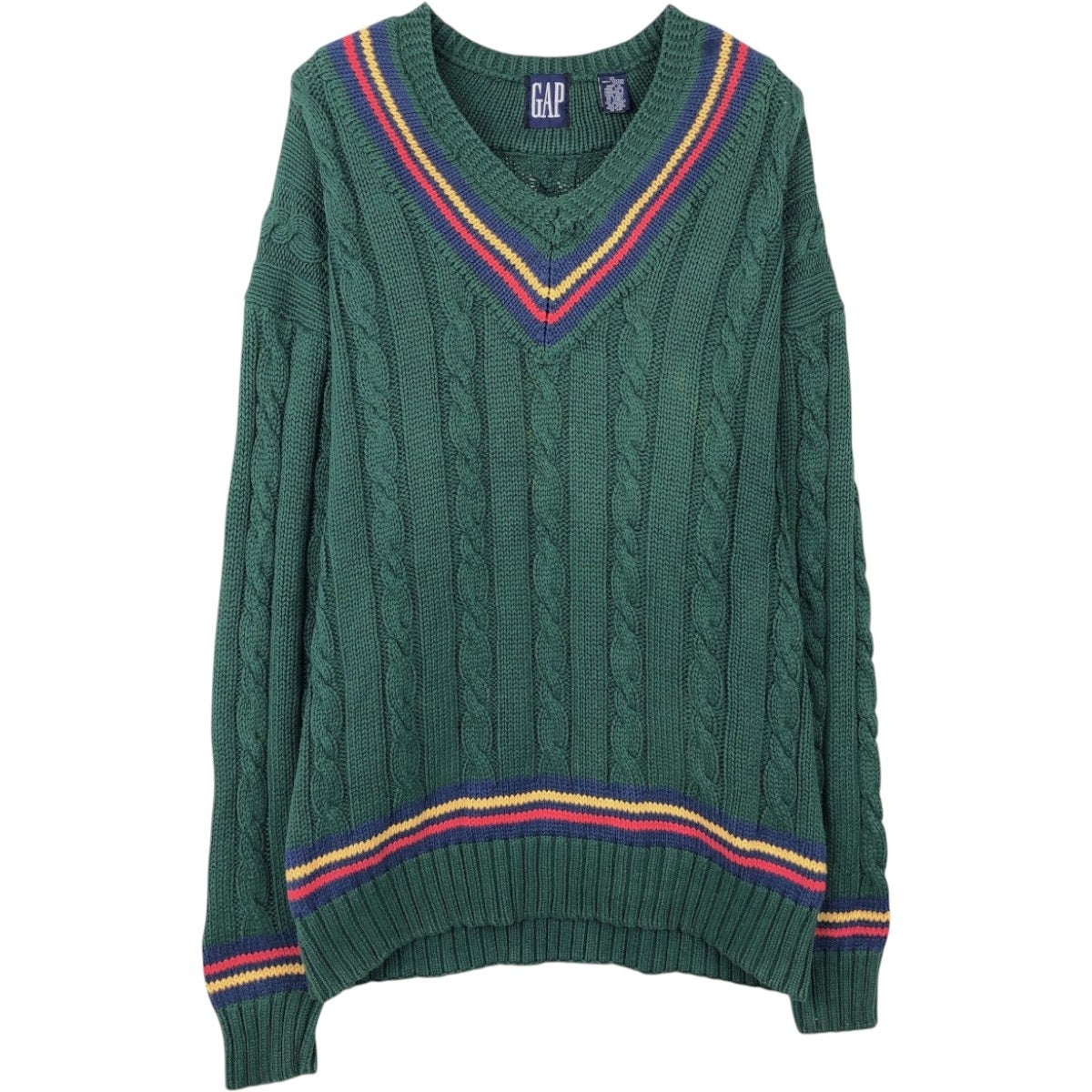 【早い者勝ちでしょう！】80s~90s GAP 香港製 ニット 古着 90年代 ギャップ GAP オールドギャップ ケーブル編み チルデン