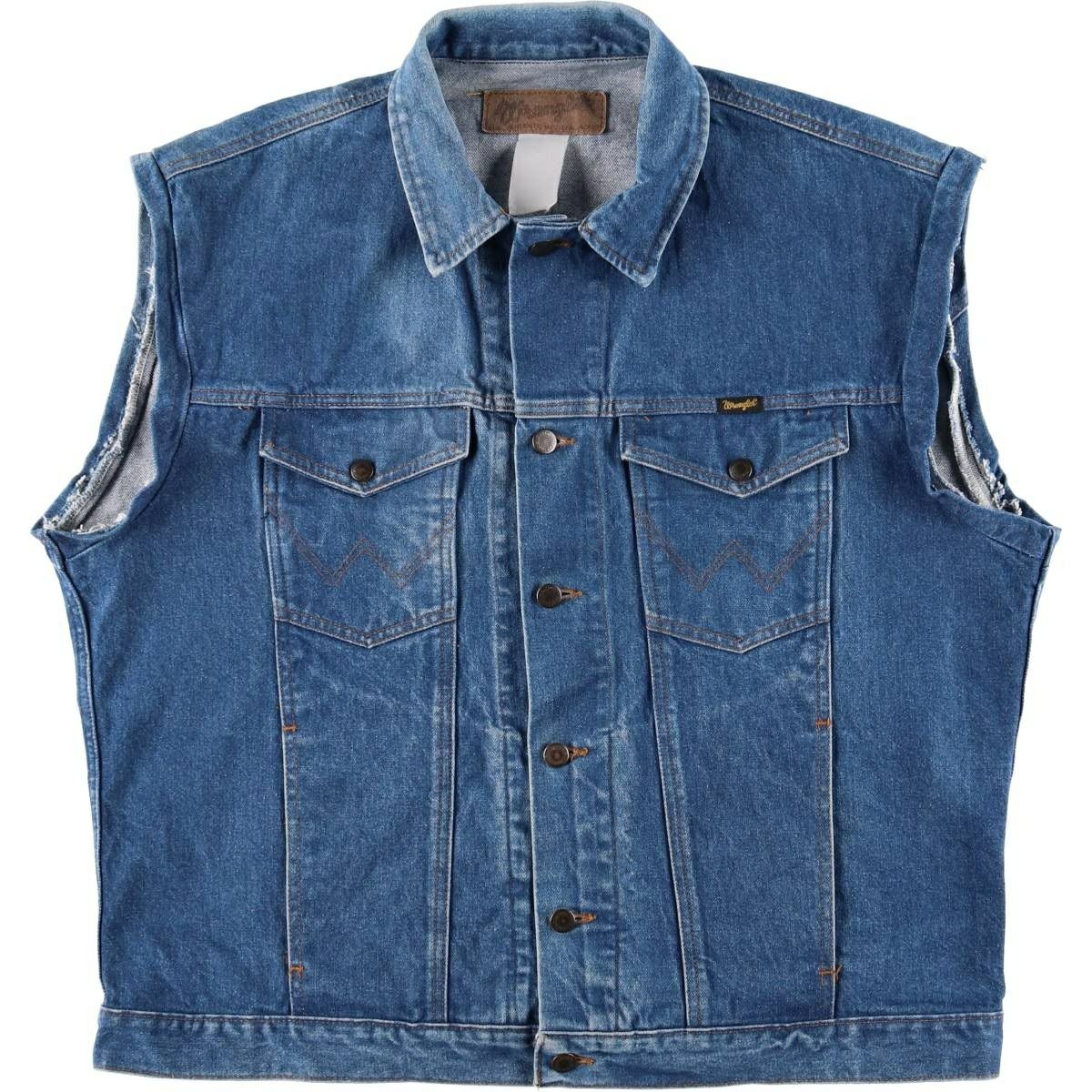 古着 70～80年代 ラングラー Wrangler 黒タグ デニムベスト メンズL