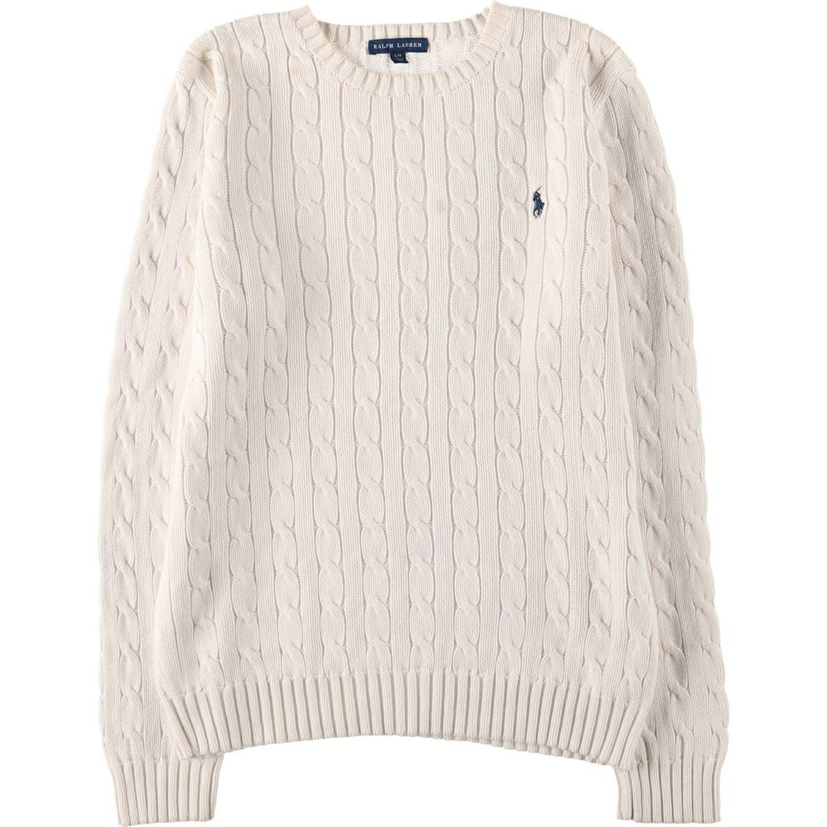 古着 ラルフローレン Ralph Lauren LAUREN ローレン スリットネック ケーブル編み コットンニットセーター レディースM相当/eaa572613 古着 ラルフローレン Ralph Lauren LAUREN ローレン スリットネック