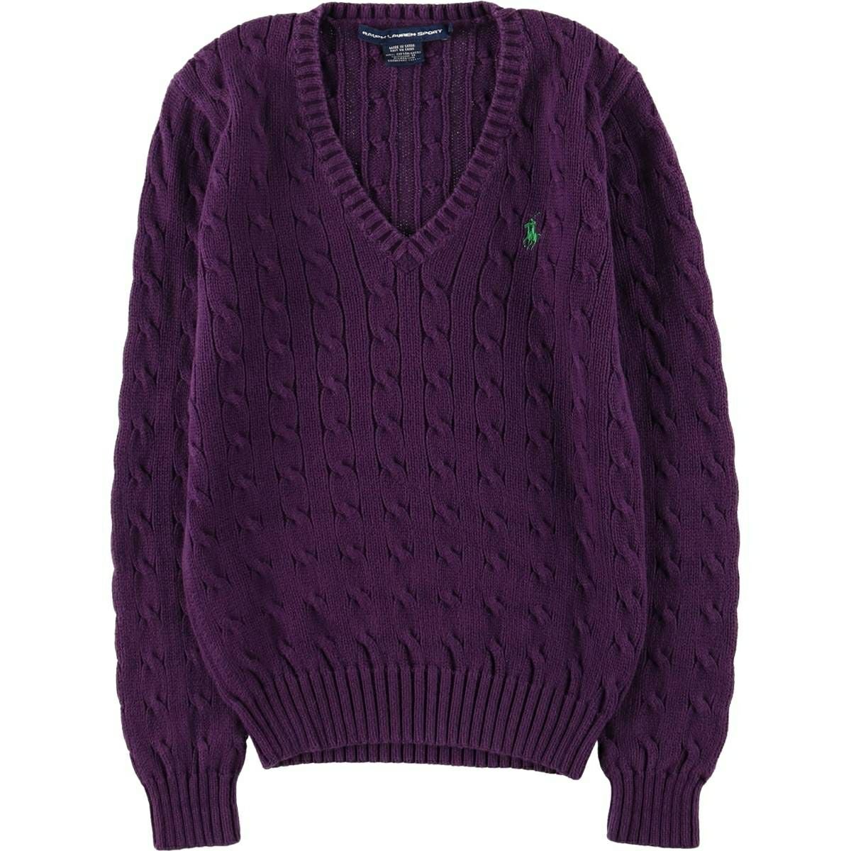 古着 ラルフローレン Ralph Lauren RALPH LAUREN SPORT ケーブル編み V