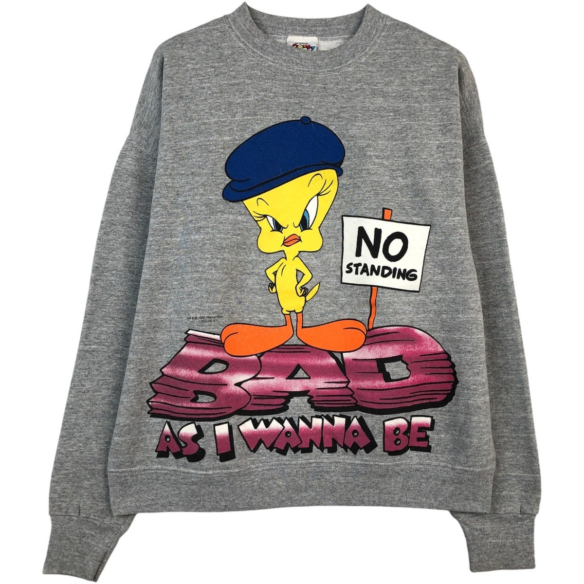 90年代 USA製 LOONEY TUNES ルーニー・テューンズ Tweety トゥイーティー スウェット キャラクター(レディース 18/20W)中古 古着 X1975 90年代 USA製 Looney Tunes ルーニー テューンズ トゥイーティー