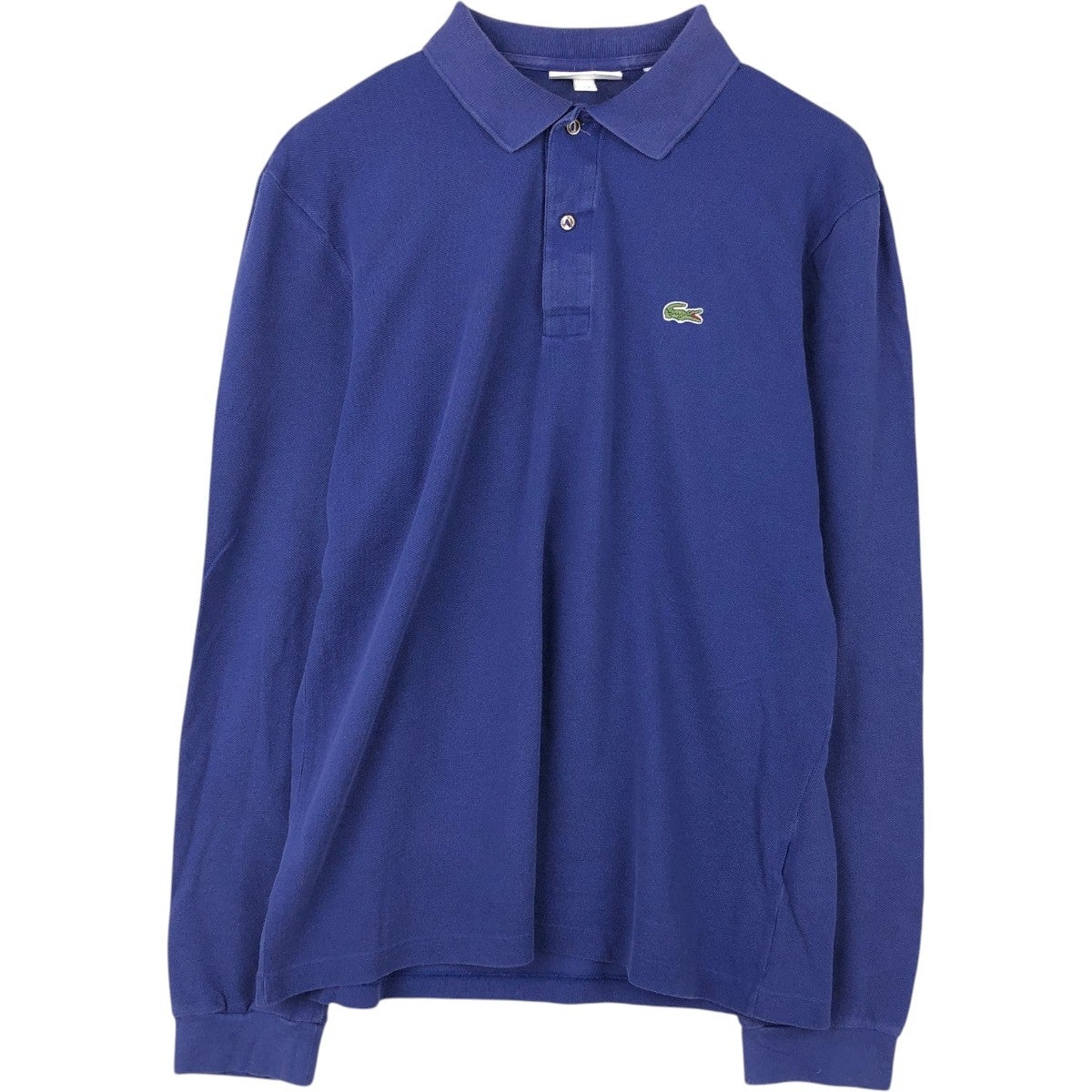 LACOSTE ポロシャツ CLASSIC FIT 総柄 ブルー 古着 ラコステ LACOSTE CLASSIC FIT 長袖 ポロシャツ メンズM相当