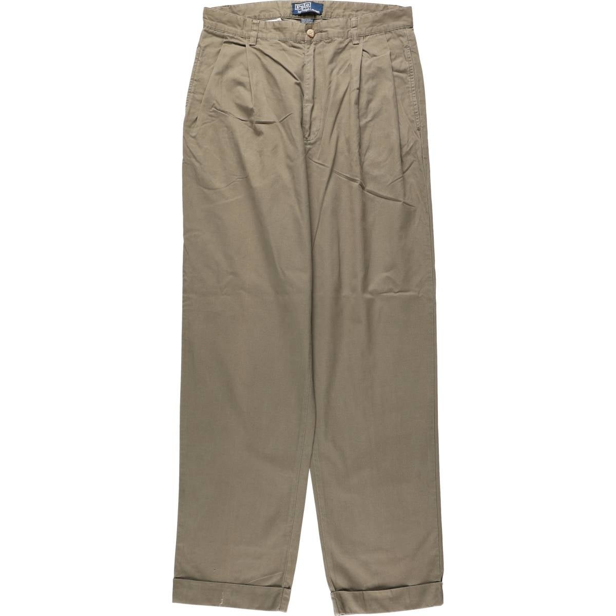 90sPolobyRalphLaurenポロチノグレー ツータック 古着 w32
