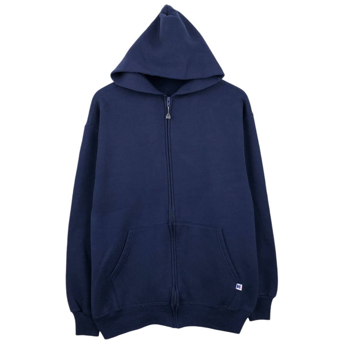 最安値90s Russell Athleticアメ製ジップパーカー ネイビーXL 古着 90年代 ラッセル Russell ATHLETIC スウェットフルジップパーカー