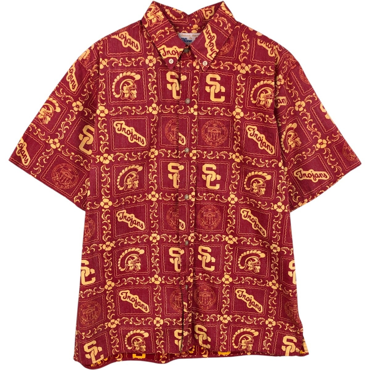 古着 ステューシー STUSSY 総柄 リーフ柄 オープンカラー レーヨン