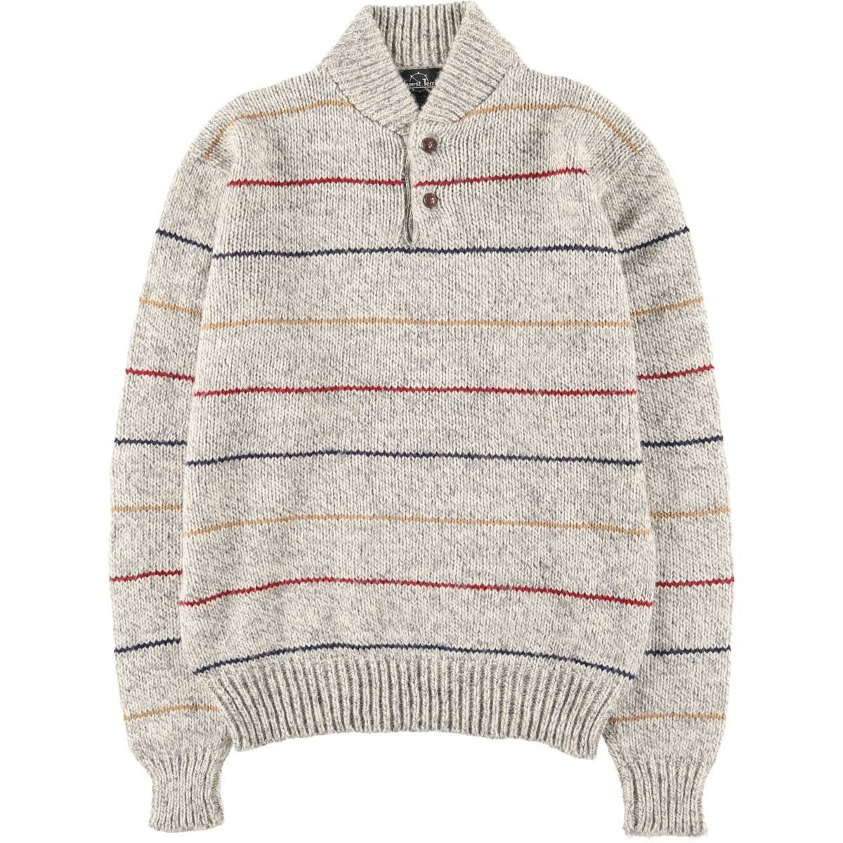 古着 Northwest Territory ボーダー柄 ヘンリーネック アクリルニット