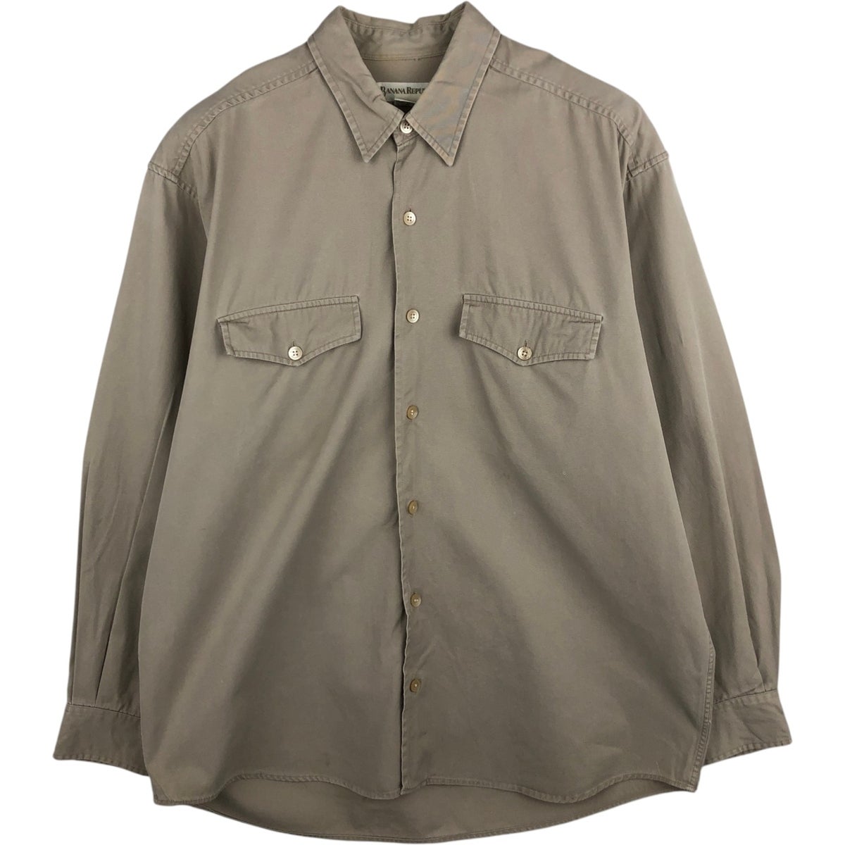 90s バナナリパブリック ウィンドーペンネル 長袖シャツ M ベージュ 古着 90年代 バナナリパブリック BANANA REPUBLIC タータンチェック