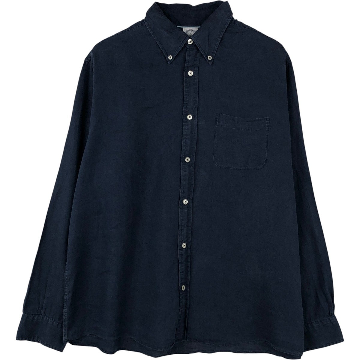 新品タグ付 Brooks Brothers BDシャツ ネイビー リネン100% 古着 ブルックスブラザーズ Brooks Brothers 1818 REGENT FIT 長袖