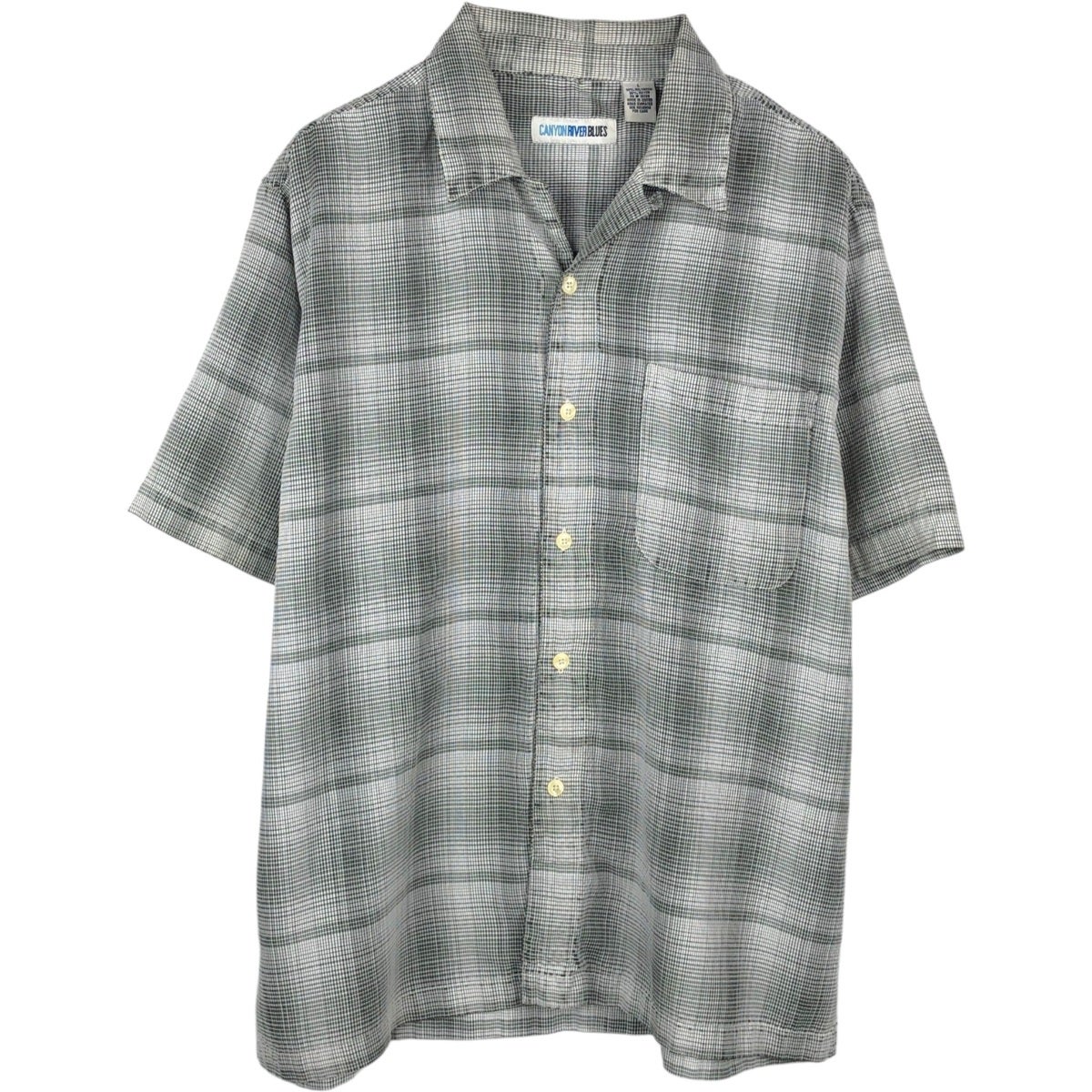 op オーシャンパシフィック　半袖シャツ チェック柄 グレー 古着 オーシャンパシフィック Ocean pacific チェック柄 半袖 オープン