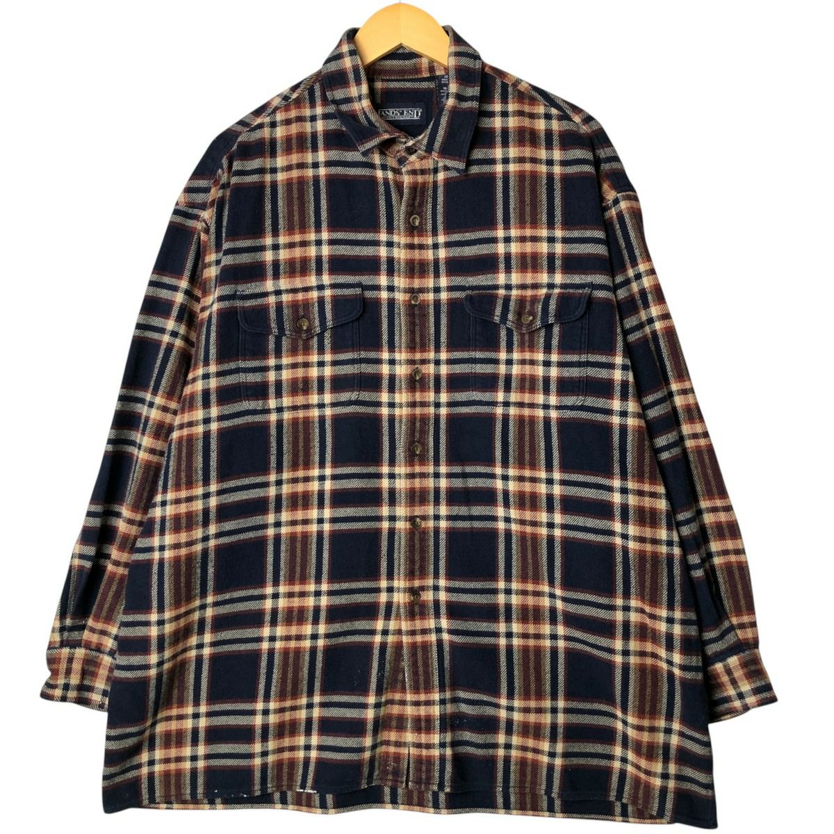 古着 80～90年代 ランズエンド LANDS END 長袖 ラガーシャツ USA製