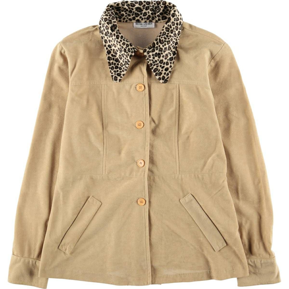 古着 レオパード柄 ヒョウ柄 パッチワーク スエードレザージャケット