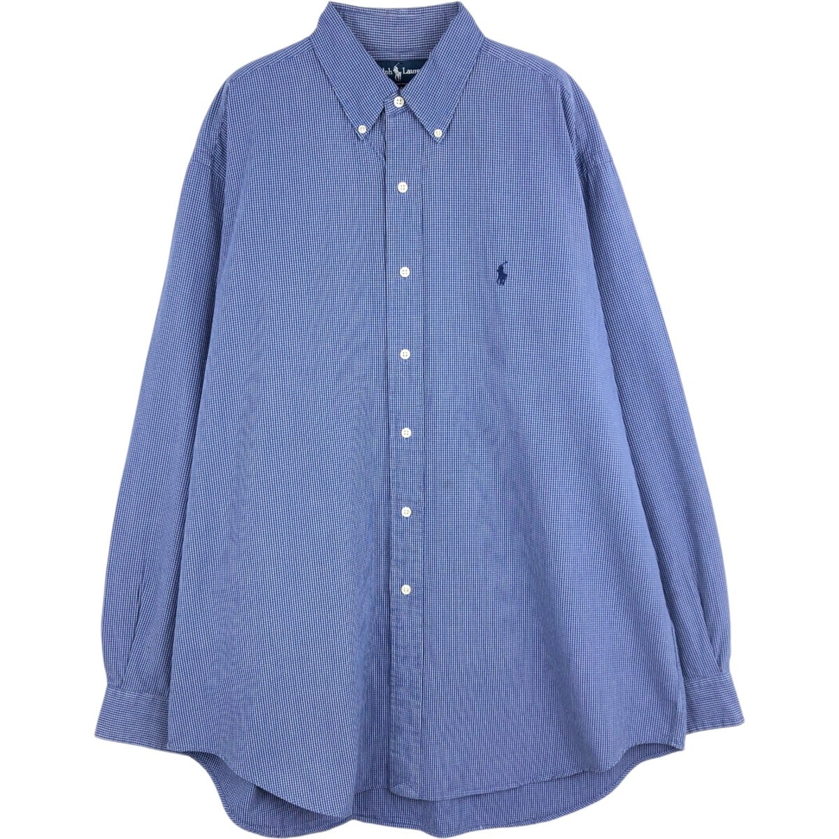 Polo Ralph Lauren BLAKE 長袖チェックシャツ青 ビッグサイズ オールド