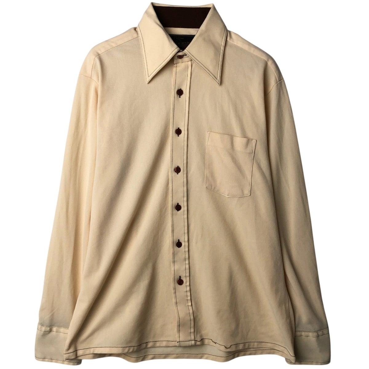 古着 70年代 シアーズ Sears The Mens Store 長袖 ポリシャツ メンズL