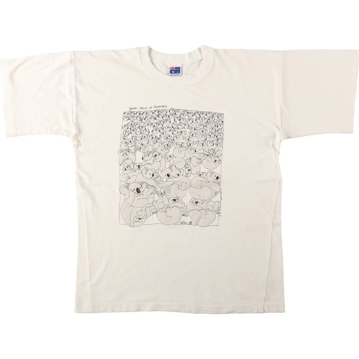 古着 80年代 アニマル柄 プリントTシャツ メンズXL相当 ヴィンテージ