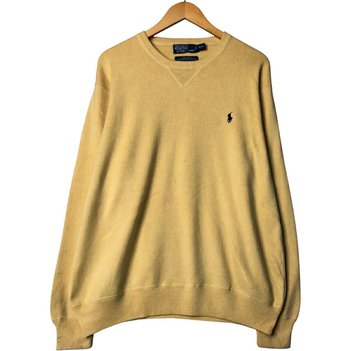 ラルフローレン 90s コットン リネン ニット Vネック XXL ベージュ 古着 ラルフローレン Ralph Lauren POLO by Ralph Lauren Vネック