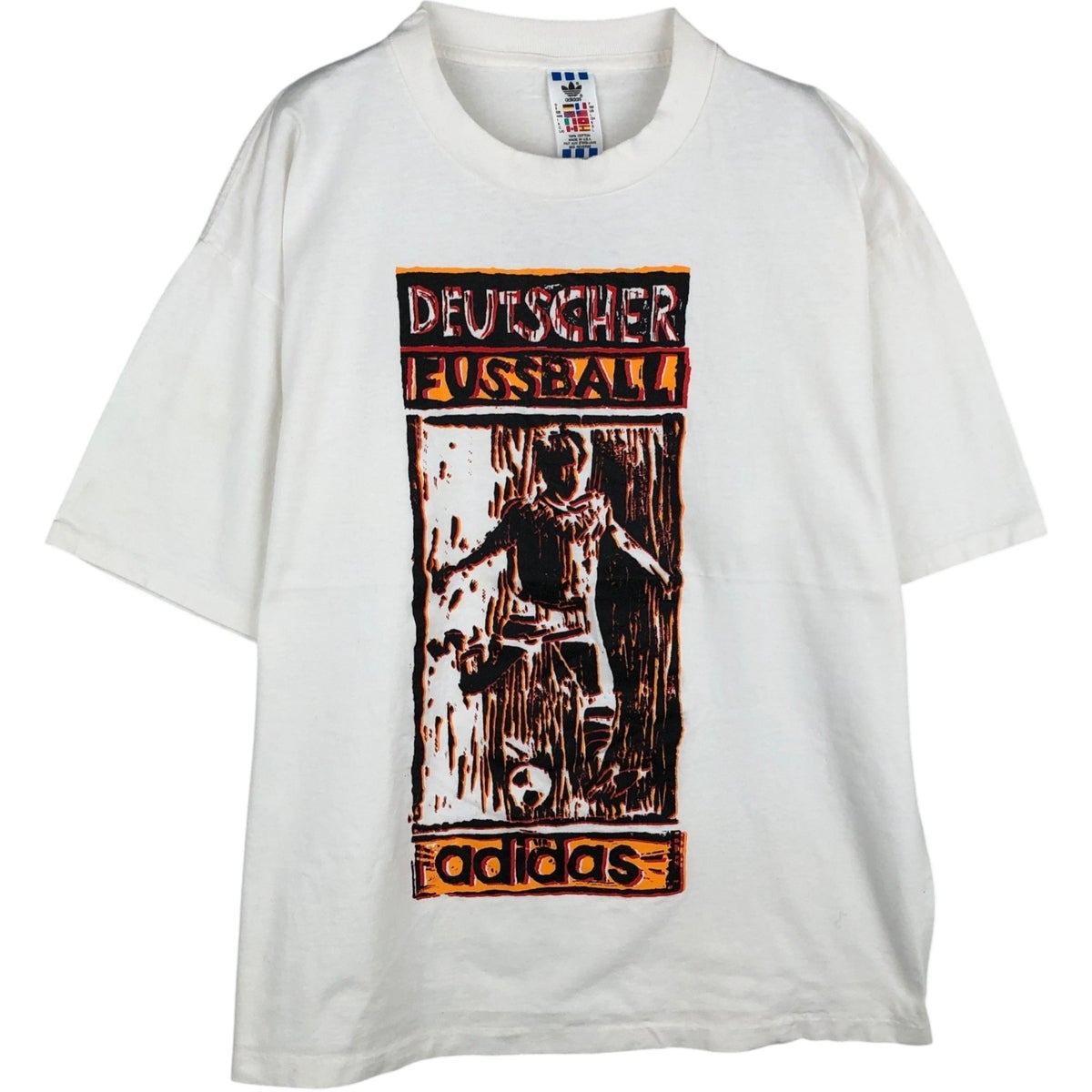 古着 90年代 アディダス adidas ロゴプリントTシャツ USA製 メンズL