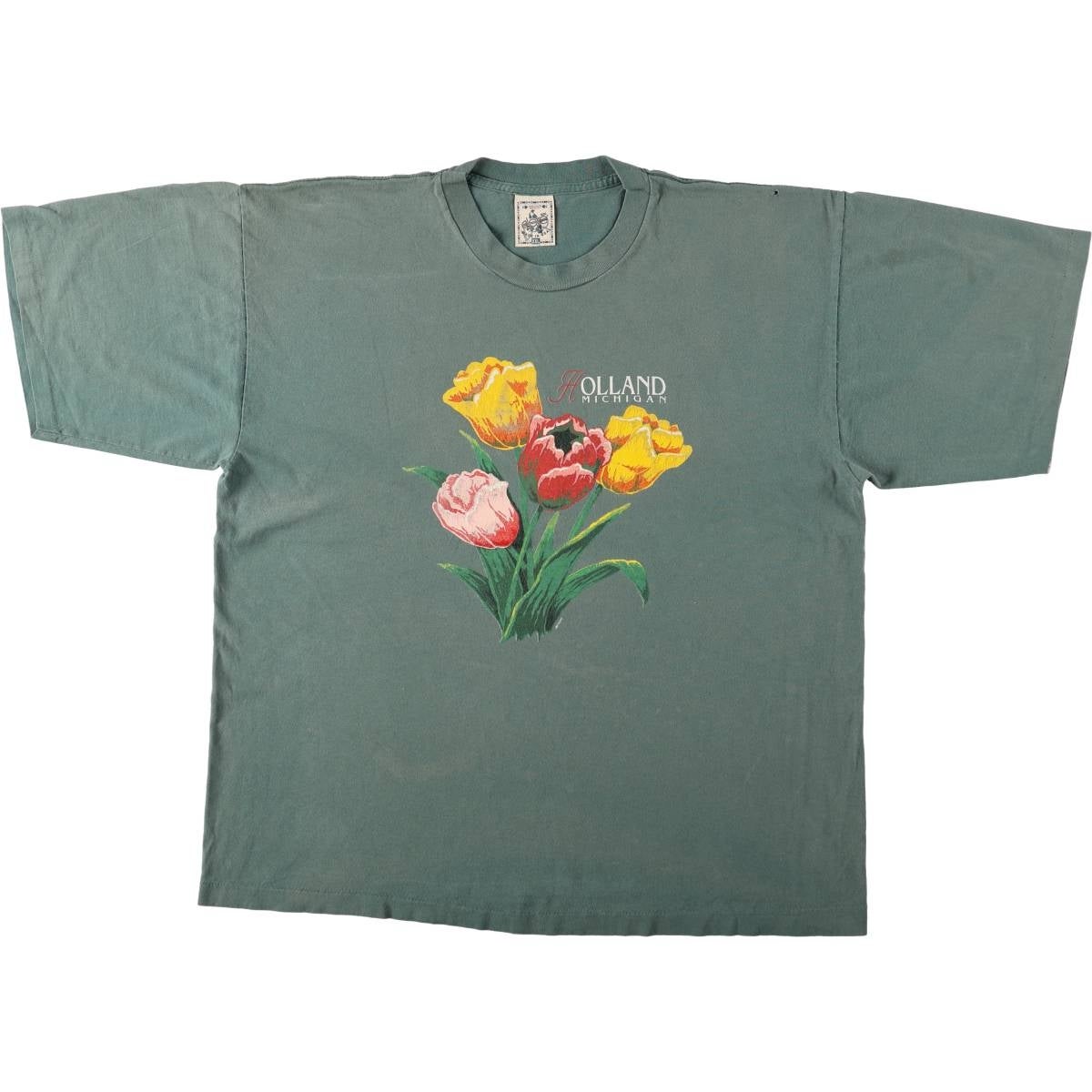 古着 90年代 Rel e vant products ボタニカル柄 プリントTシャツ USA製