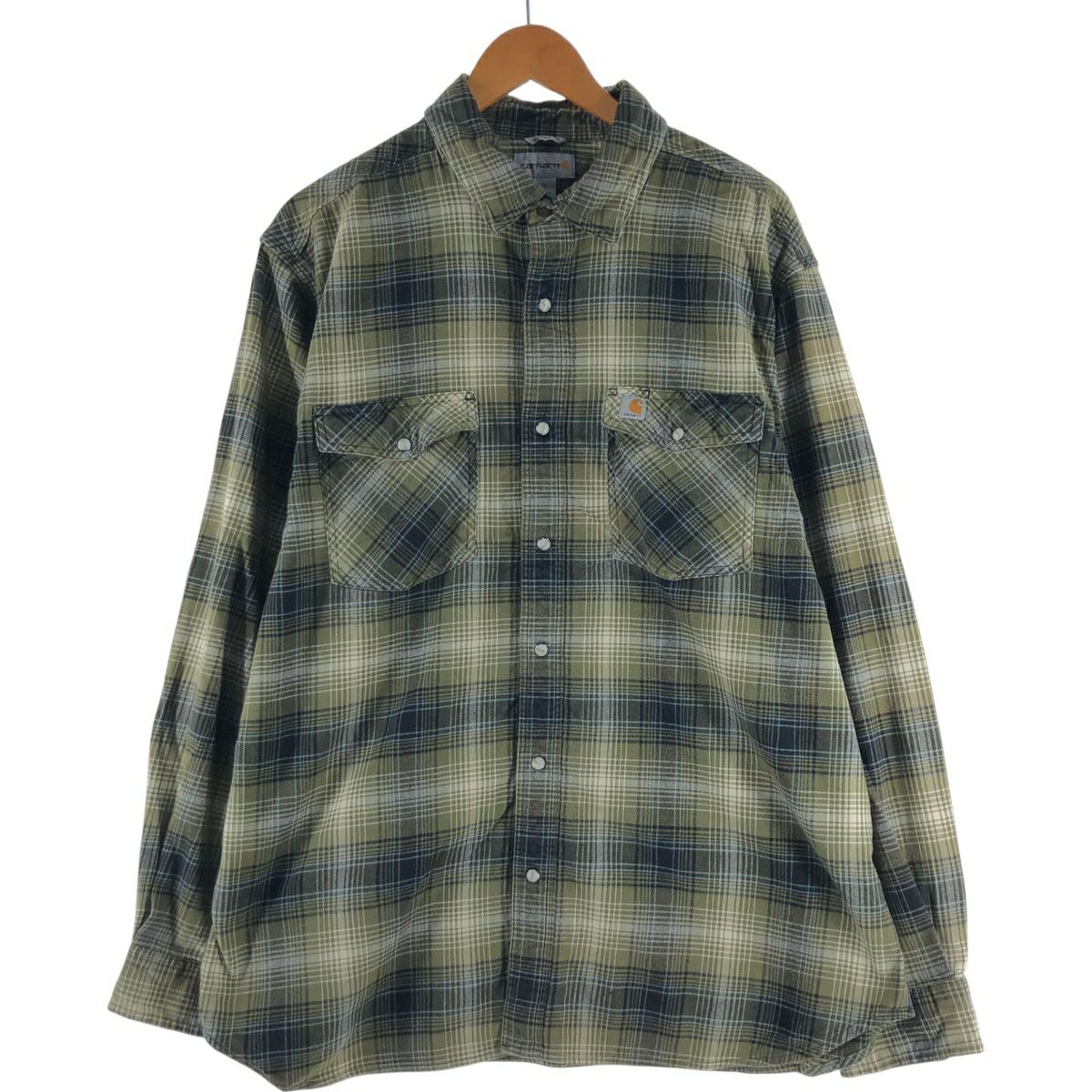 カーハート　長袖BDシャツ　ビックサイズ　オンブレ　チェックシャツ 古着 カーハート Carhartt RELAXED FIT オンブレチェック 長袖
