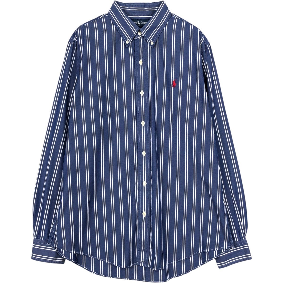 古着 ラルフローレン Ralph Lauren マルチストライプ 長袖 ボタン