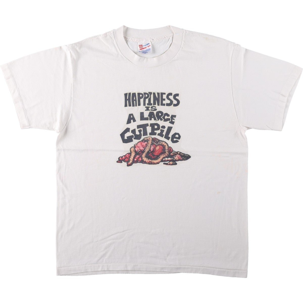 90s USA製? アート ユーモア メッセージプリントTシャツ L ヘインズ 古着 90年代 ヘインズ Hanes HEAVYWEIGHT 50/50 メッセージプリントT