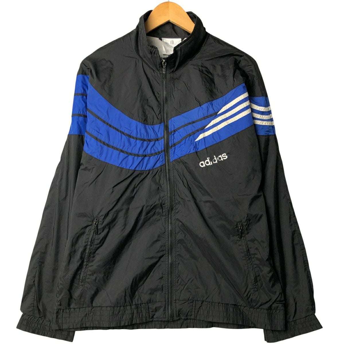 古着 80年代 アディダス adidas 襟付き ナイロンジャケット メンズL