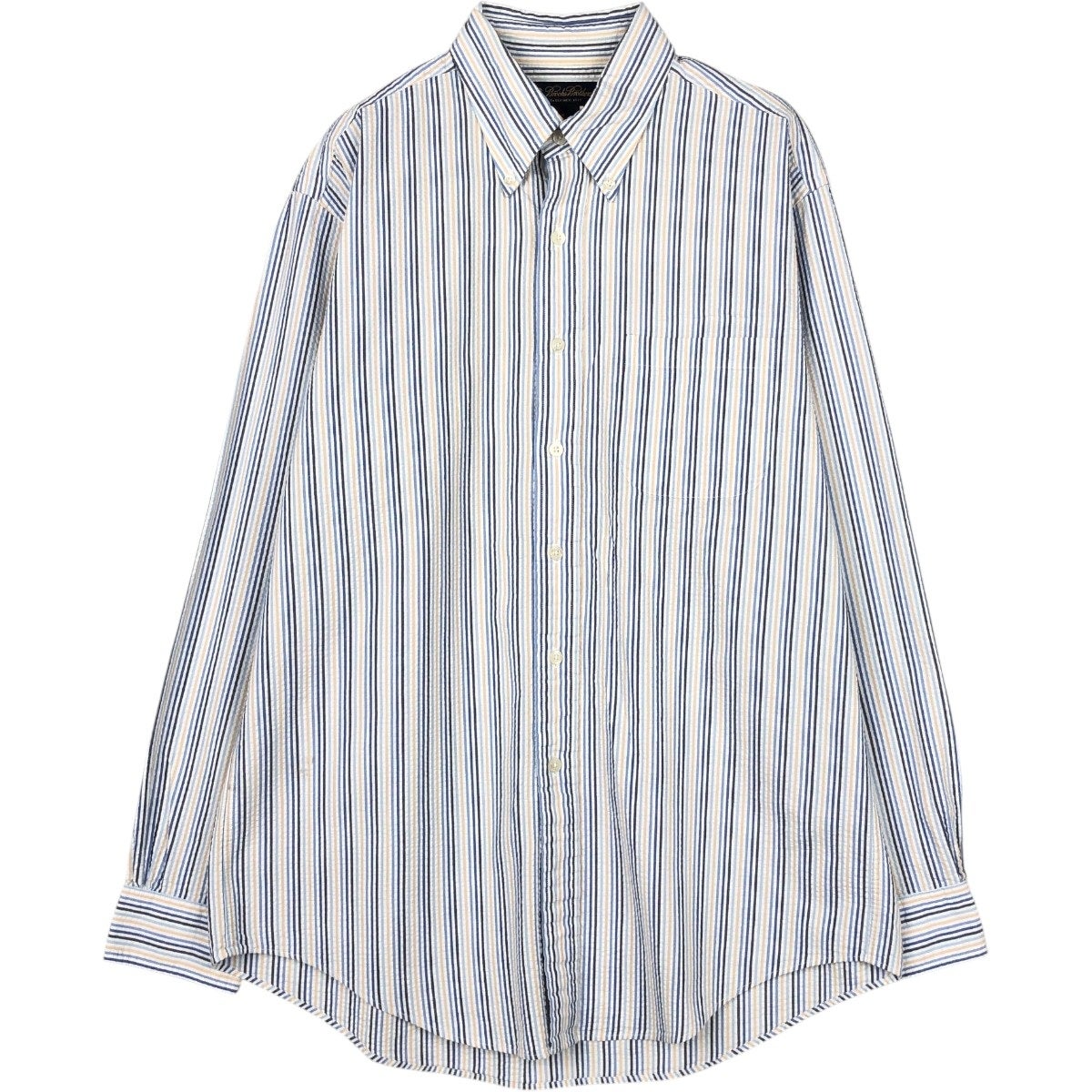 美品☆【ブルックスブラザーズ1818】ケンブリッジストライプ　シアサッカー　37 古着 ブルックスブラザーズ Brooks Brothers Est.1818 シアサッカー