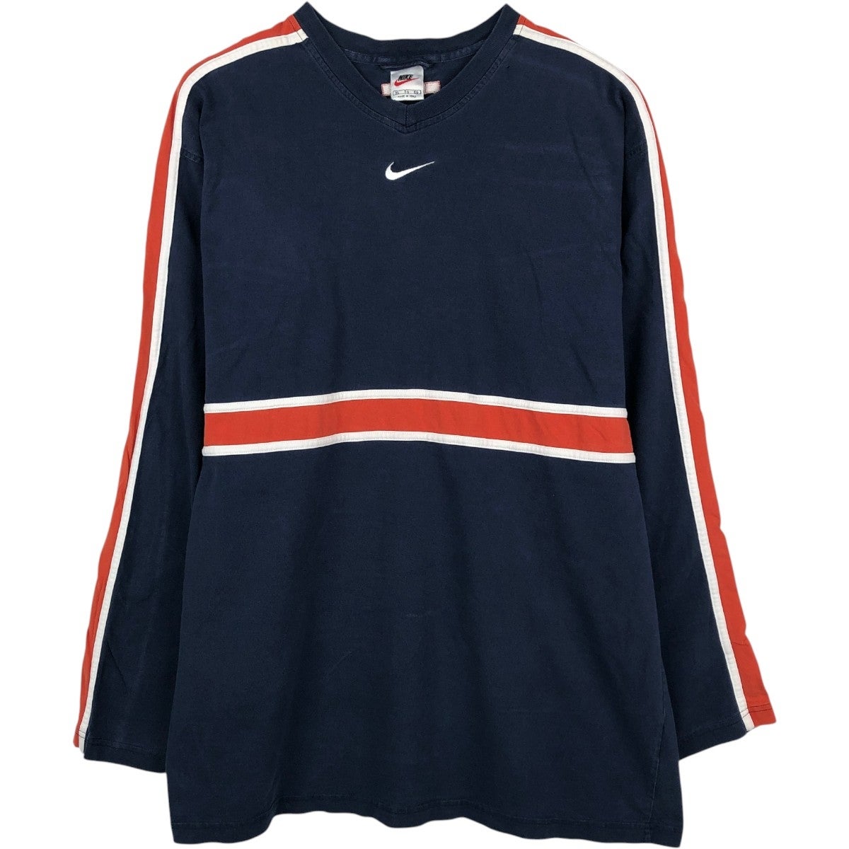 古着 90年代～ ナイキ NIKE センターロゴ Vネック ロングTシャツ ロンT