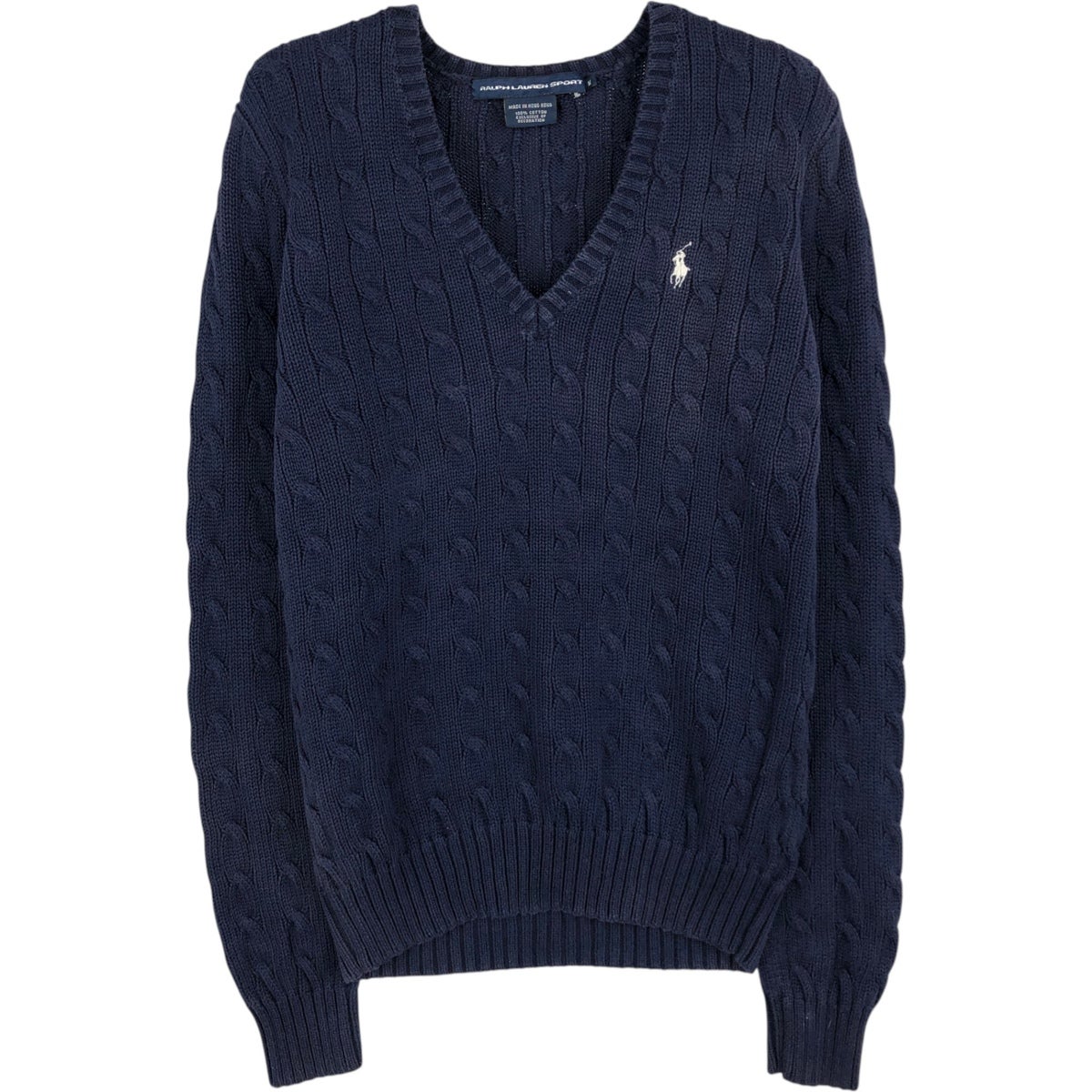 古着 ラルフローレン Ralph Lauren RALPH LAUREN SPORT ケーブル編み Vネック コットンニットセーター レディースS相当/eaa626291 古着 ラルフローレン Ralph Lauren RALPH LAUREN SPORT ケーブル編み V
