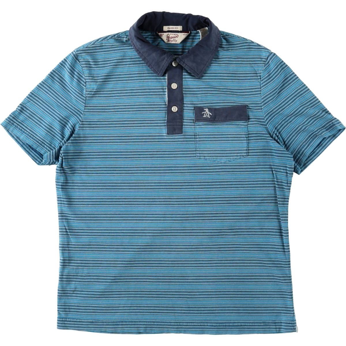 Munsingwear 半袖ポロシャツ 3L マルチボーダー 古着 Munsingwear Penguin CLASSIC FIT マルチボーダー 半袖 ボーダー
