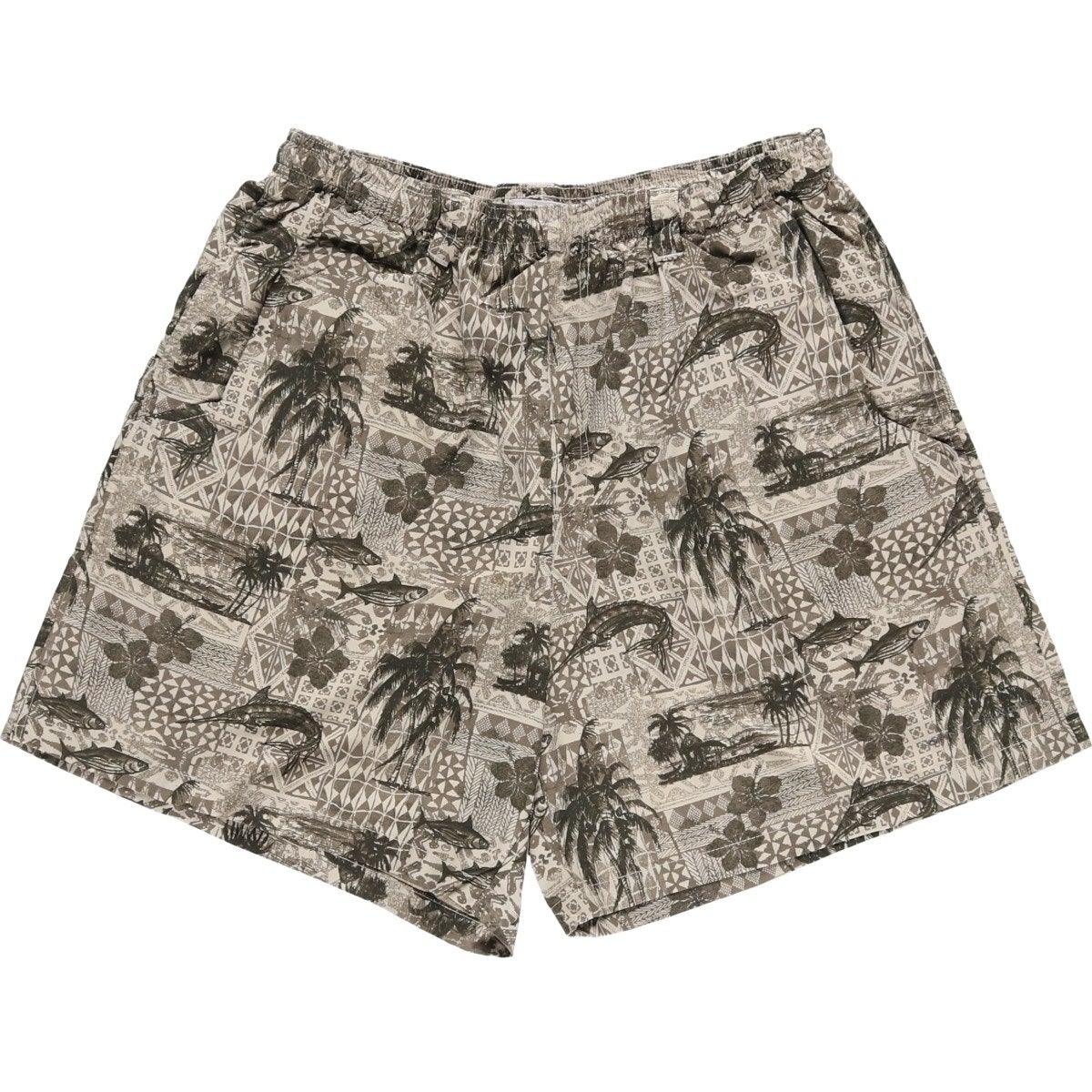 古着 コロンビア Columbia PFG ハイビスカス 魚柄 ヤシの木 スイム
