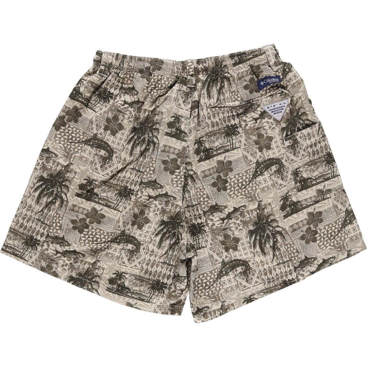 古着 コロンビア Columbia PFG ハイビスカス 魚柄 ヤシの木 スイム