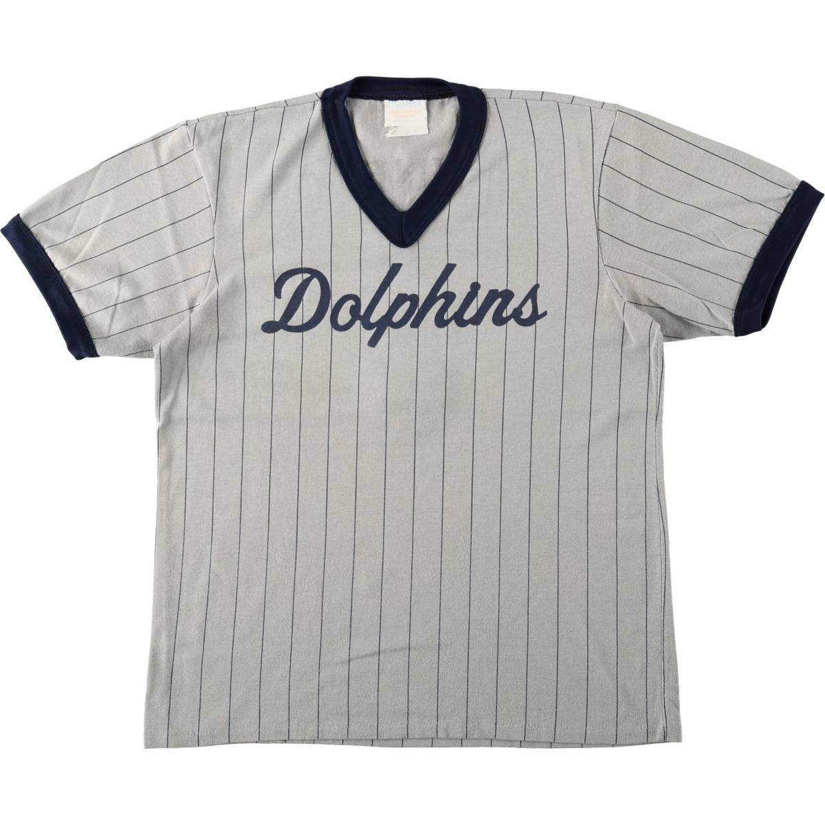 古着 ～90年代 Majestic ストライプ柄 Vネック リンガーTシャツ USA製