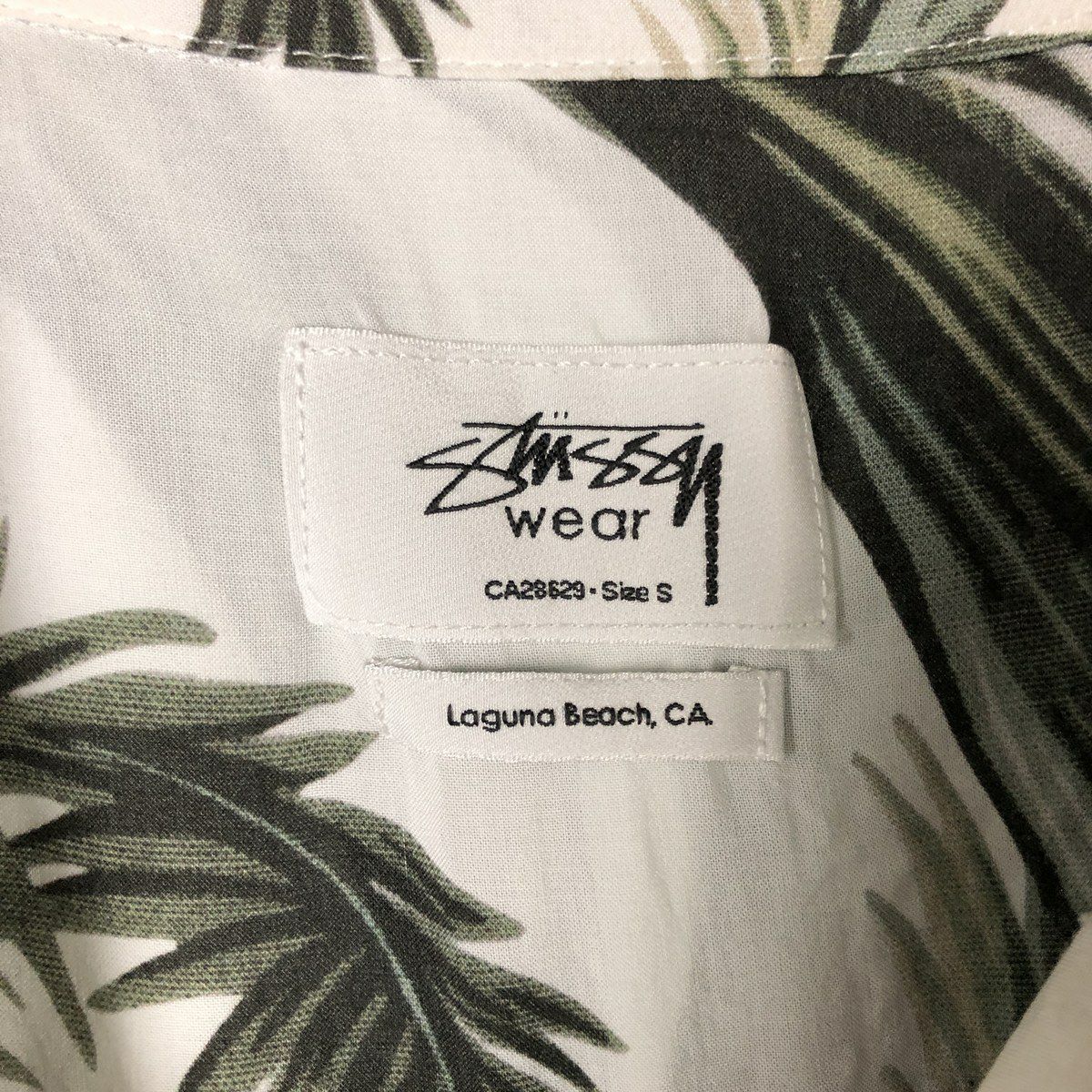 古着 ステューシー STUSSY 総柄 リーフ柄 オープンカラー レーヨン