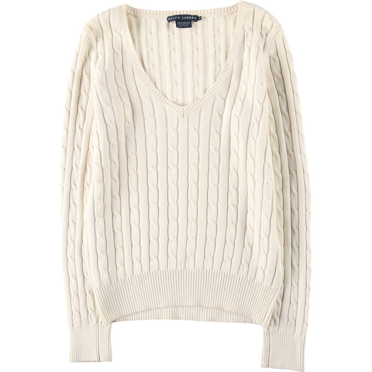 古着 ラルフローレン Ralph Lauren LAUREN ローレン リブ編み Vネック コットンニットセーター レディースS相当/eaa626282 古着 ラルフローレン Ralph Lauren LAUREN ローレン リブ編み Vネック