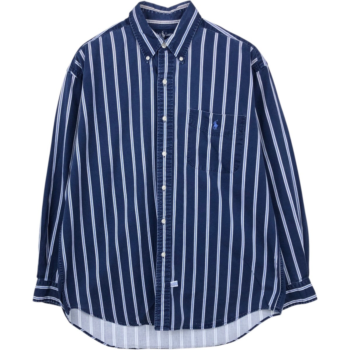 古着 ラルフローレン Ralph Lauren マルチストライプ 長袖 ボタン