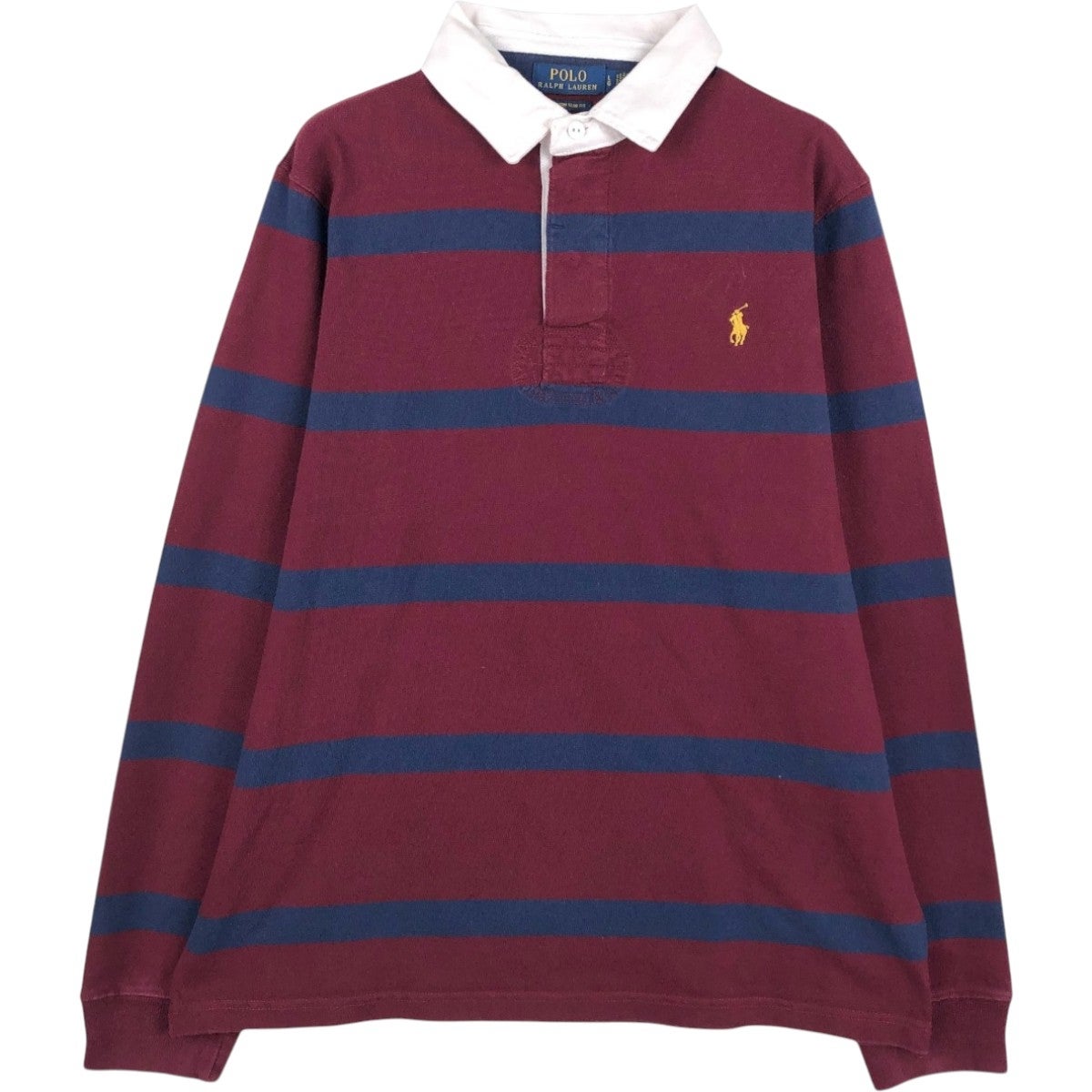 【人気デザイン】 ラルフローレン ラガーシャツ XL レッド ネイビー 太ピッチ 古着 ラルフローレン Ralph Lauren POLO RALPH LAUREN CUSTOM SLIM FIT