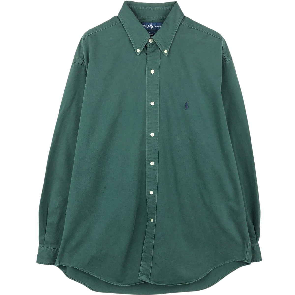 美品 ラルフローレン 麻100% リネンボタンダウンシャツ グリーン メンズ 古着 ラルフローレン Ralph Lauren BLAKE 長袖 リネン ボタンダウン