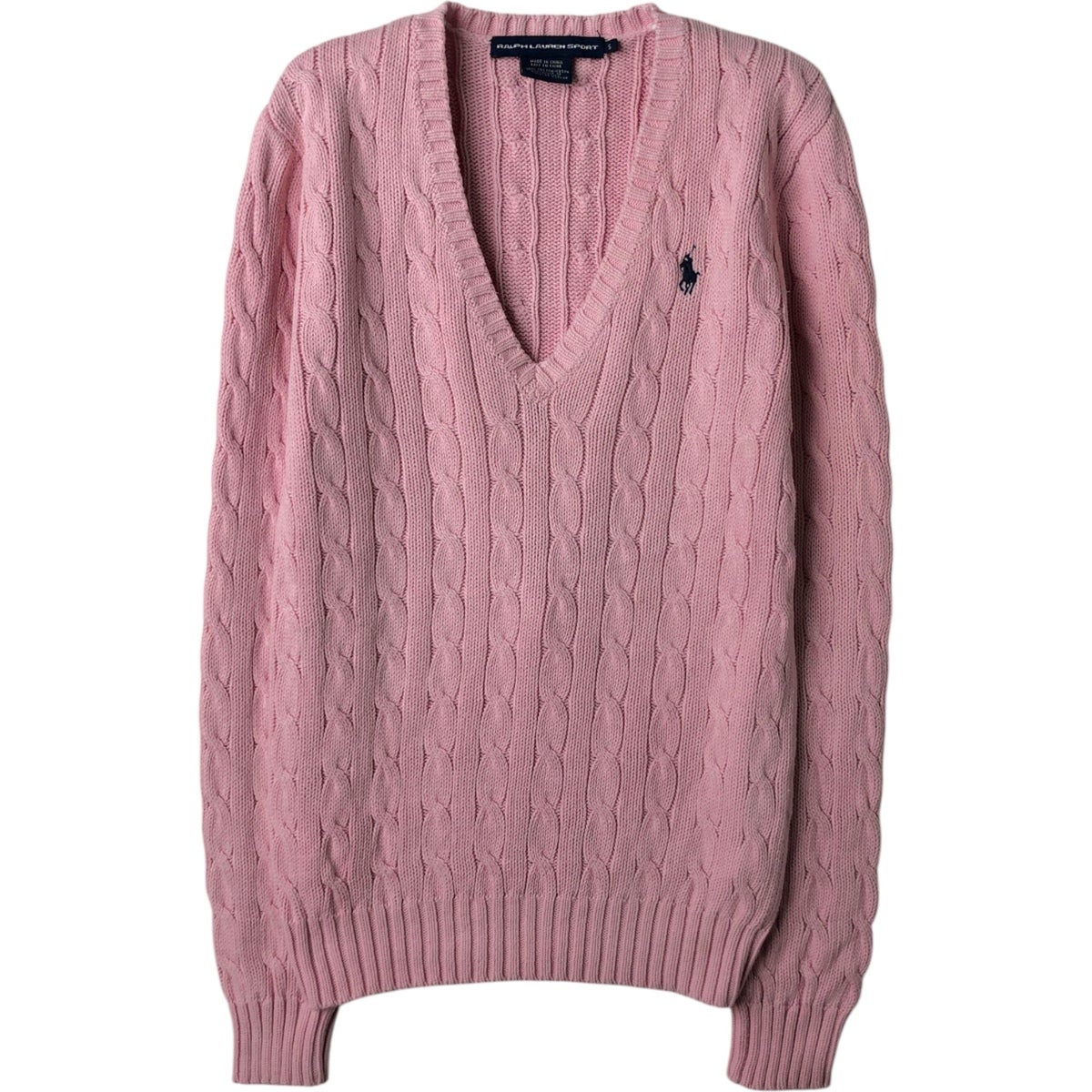 古着 ラルフローレン Ralph Lauren LAUREN ローレン リブ編み Vネック