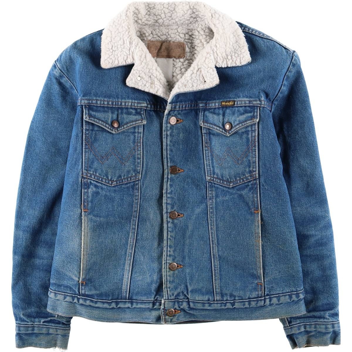 Wrangler デニムジャケット ボア付き ラングラー 古着 古着 ラングラー Wrangler 中綿入り デニムボアジャケット メンズL相当