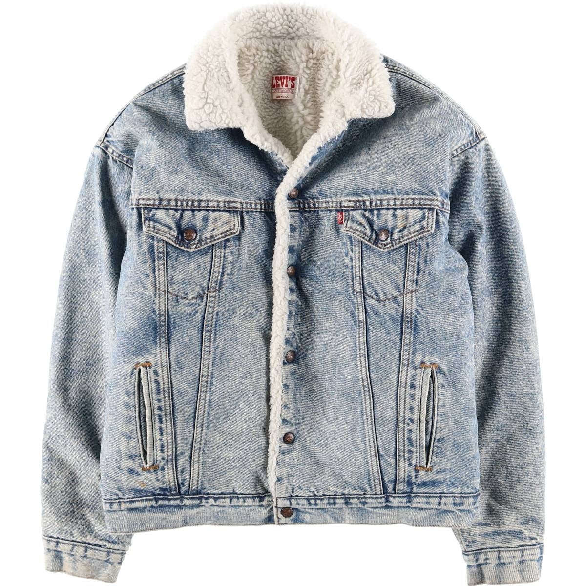 古着 90年代 リーバイス Levi's 70609-0219 中綿入り ケミカルウォッシュ デニムボアジャケット USA製 メンズL相当/eaa632486 古着 90年代 リーバイス Levis 70609-0219 中綿入り ケミカル