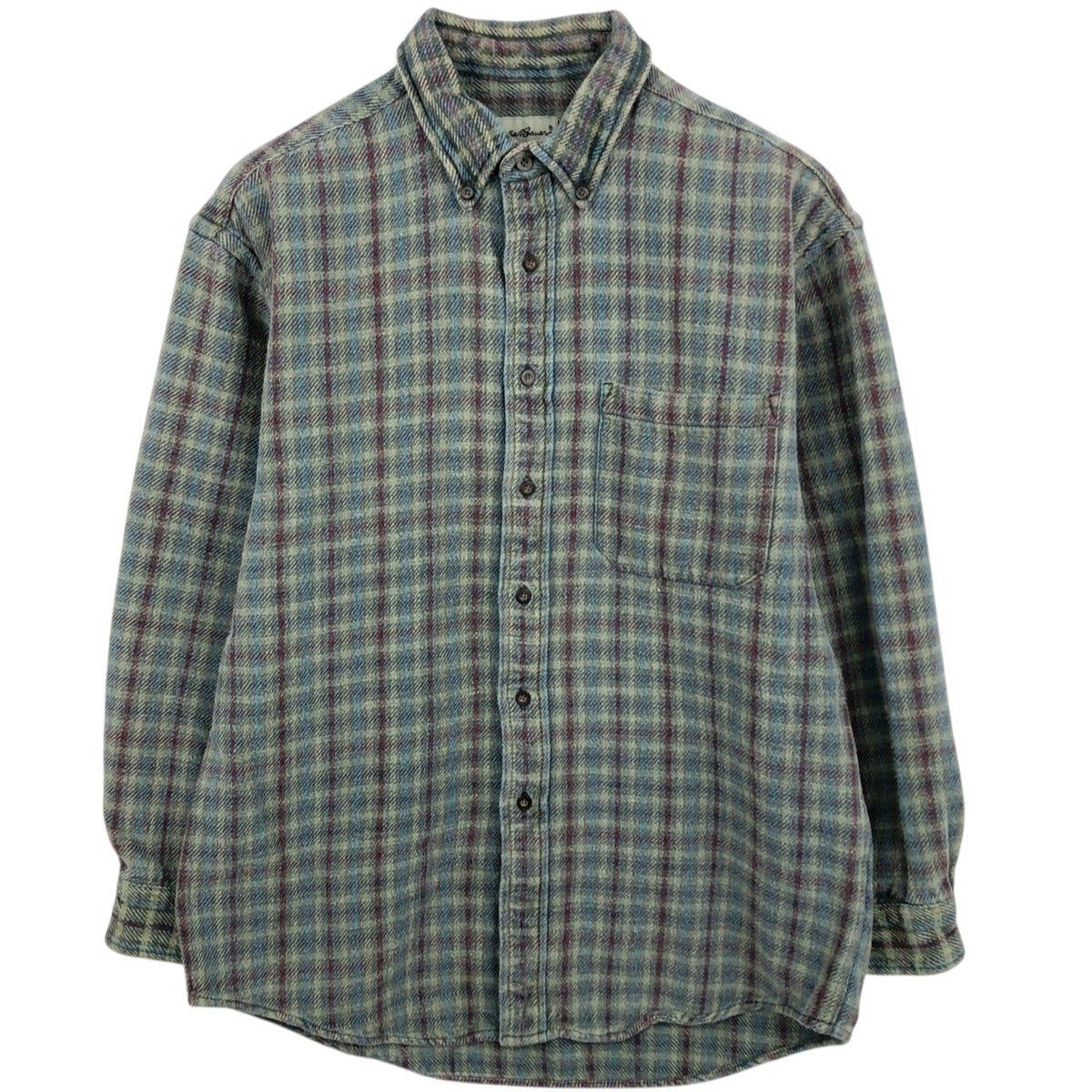 90s エディーバウアー シャド―チェックシャツ オンブレシャツ XL 古着 エディーバウアー Eddie Bauer RELAXED FIT オンブレチェック