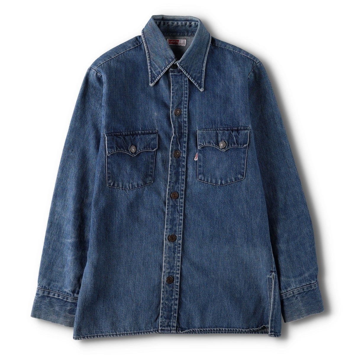 リーバイス　ビッグE ライトブルー ボタン付きシャツ ビンテージ 古着 70年代 リーバイス Levis ビッグE BIG E 長袖 デニムシャツ