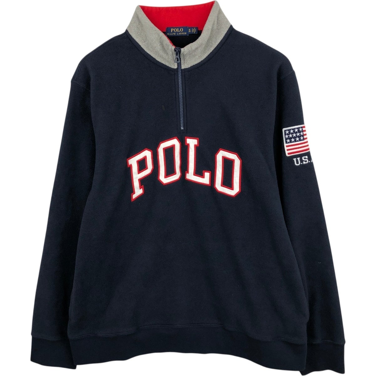 古着 ラルフローレン Ralph Lauren POLO RALPH LAUREN 星条旗柄 ハーフジップ フリースプルオーバー メンズXL相当/eaa627049 古着 ラルフローレン Ralph Lauren POLO RALPH LAUREN 星条旗柄 ハーフ