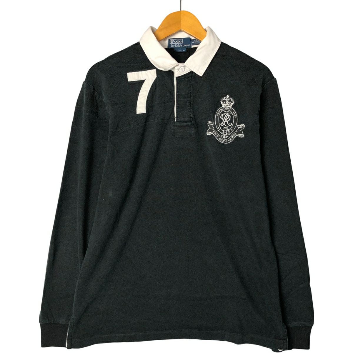 【美品】ポロ ラルフローレン 長袖 ラガーシャツ ボーダー メンズ 古着 古着 ラルフローレン Ralph Lauren POLO by Ralph Lauren ボーダー柄