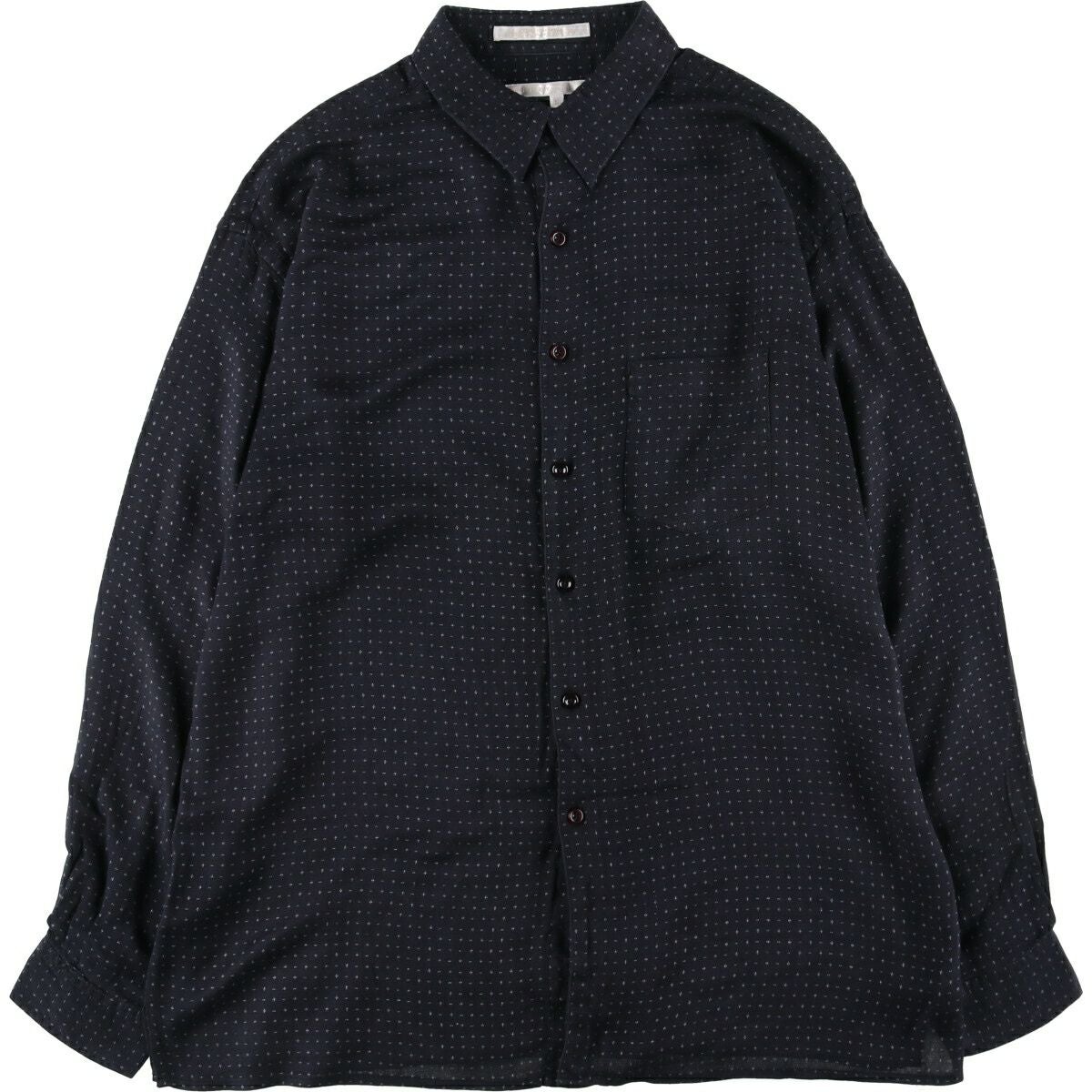 古着 ペリーエリス PERRY ELLIS 総柄 長袖 コットンシャツ ボックス