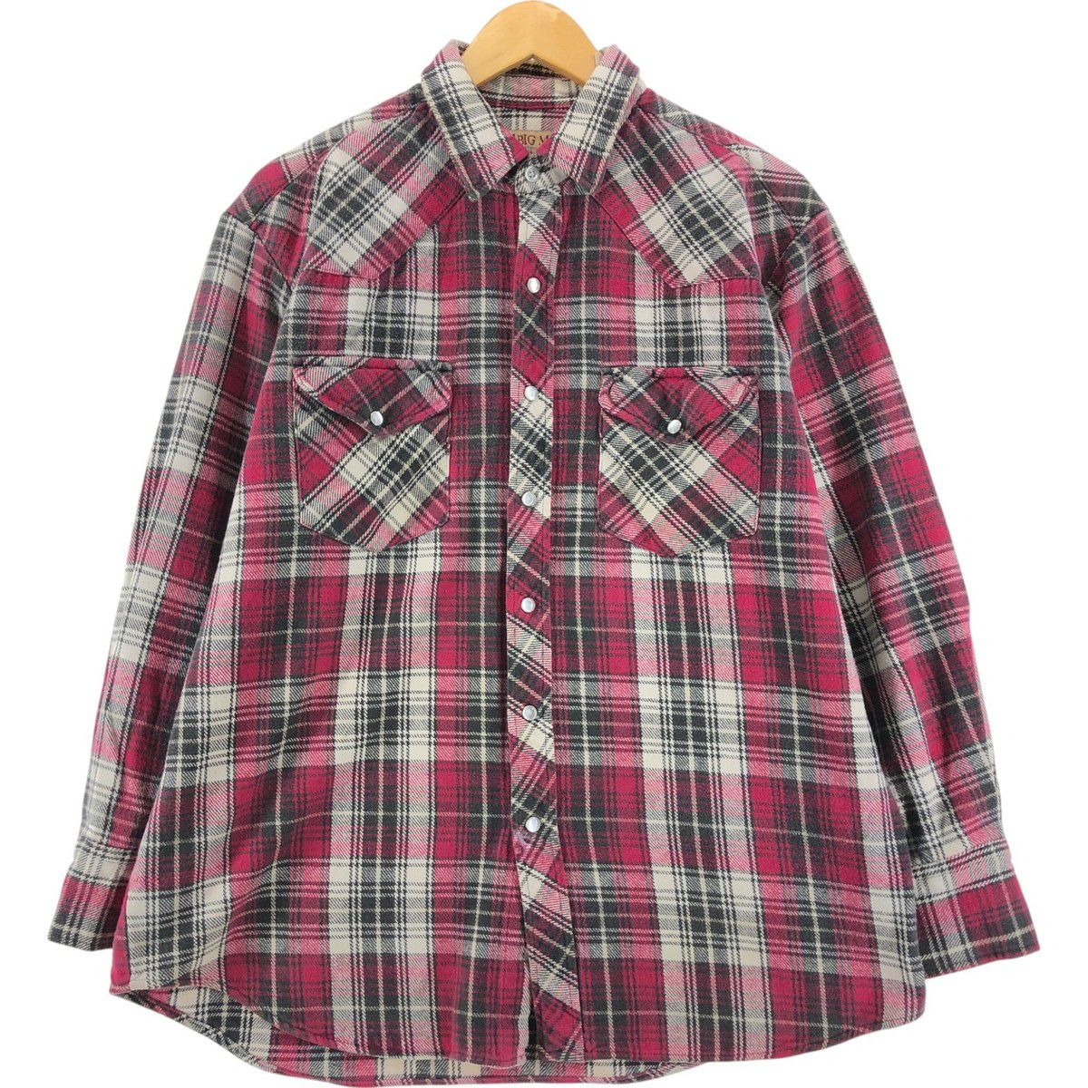 古着 70年代 ビッグマック BIG MAC 長袖 ライトネルシャツ USA製