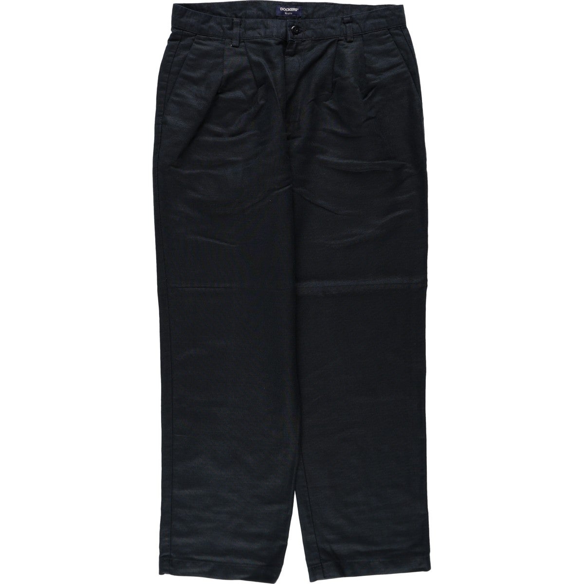 DOCKERS リネン shorts 黒 W38 ハーフパンツ 古着 ドッカーズ DOCKERS KHAKIS ツータック コットン×リネンショーツ