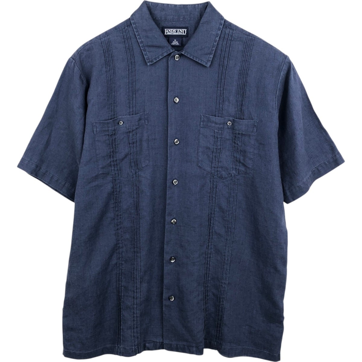 古着 ランズエンド LANDS END 半袖 メキシカンシャツ キューバシャツ